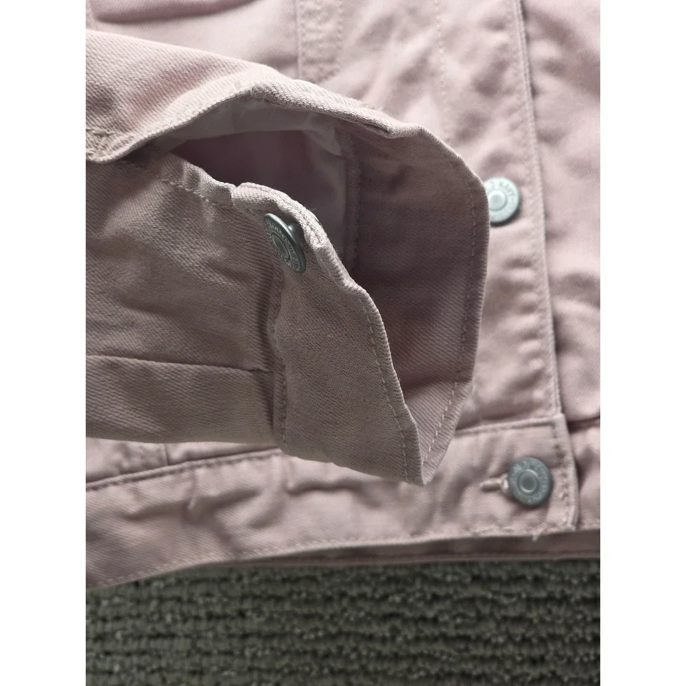 Old Navy Kids Pink Sherpa Lined Denim Trucker Jacket Size L 10-12 Dusty Rose
